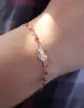 Bracelet Cœur Soleillé en Or Jaune 18K avec Pierres Roses et Violettes
