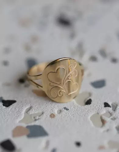 Bague Ronde Duo Cœurs en Or à Personnaliser