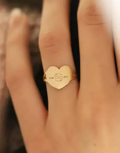 Bague Coeur Or Zodiaque Stylisé