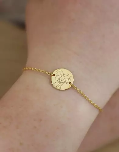 Bracelet Chaîne Fille Lapin en Or - La Fée Galipette