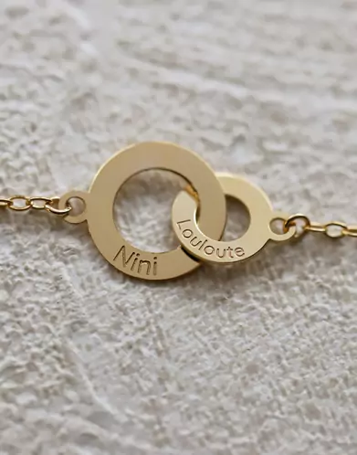 Bracelet Anneaux Entrelacés en Or Personnalisable