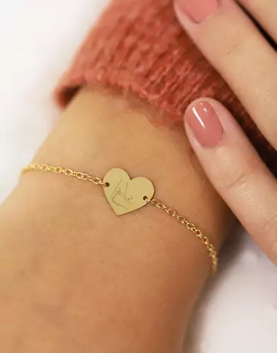 Bracelet Cœur Femme Main dans la Main en Or Personnalisable