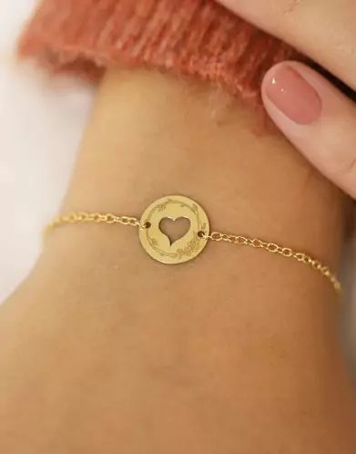 Bracelet Coeur Ajouré Femme Décor Fleur