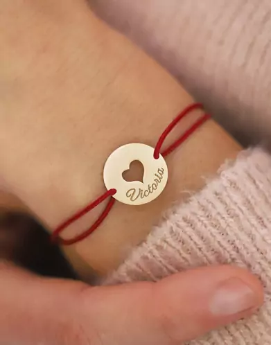 Bracelet Cœur Ajouré Cordon Personnalisable