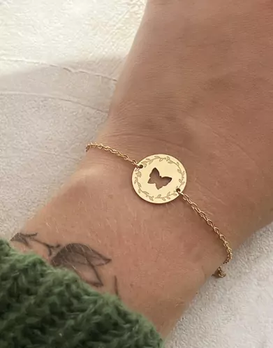 Bracelet Papillon Ajouré Femme Couronne de Laurier