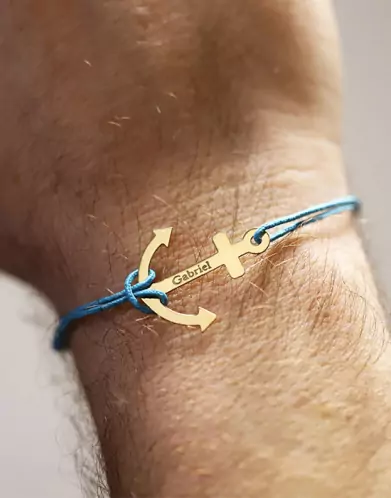Bracelet Ancre en Or Personnalisable Cordon