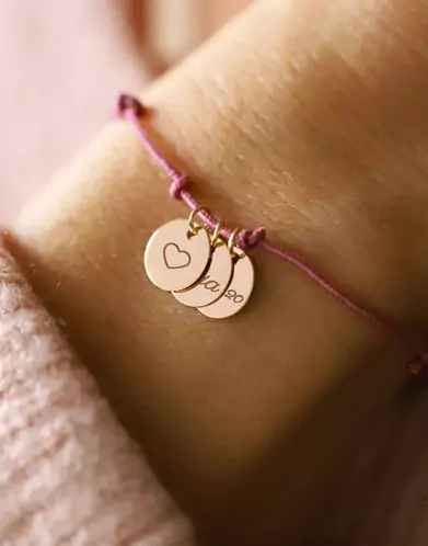 Bracelet Cordon 3 Pampilles en Or Personnalisable