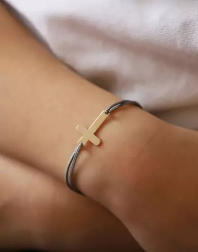Bracelet Croix en Or Personnalisable Cordon