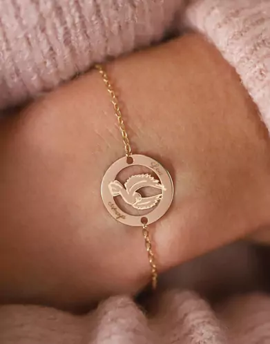 Bracelet Colombe Personnalisable en Or