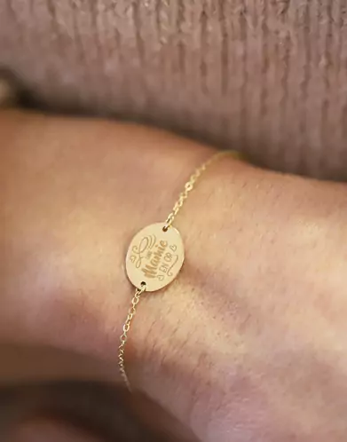 Bracelet Ovale Femme Mamie en Or Personnalisable