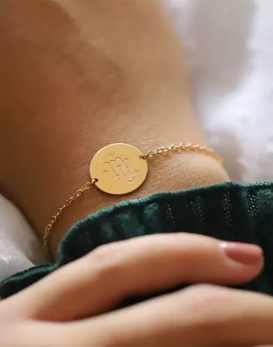 Bracelet Rond Femme Signe Zodiaque Stylisé en Or Personnalisable
