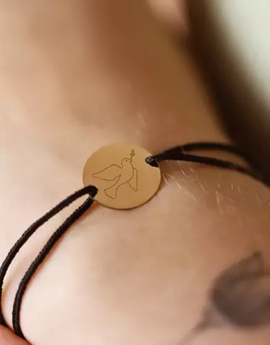 Bracelet Rond Cordon Colombe en Or Personnalisable