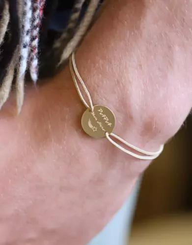 Bracelet Rond Cordon Papa Mon Hero en Or à Personnaliser