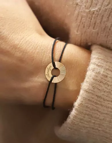 Bracelet Cordon Personnalisé Or Cercle Soleillé