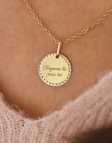 Médaille Or Ronde Perlée à Graver