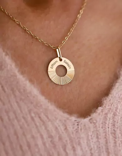 Médaille à Personnaliser en Or Cercle Soleil