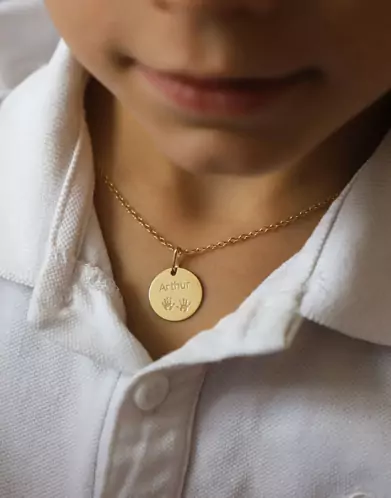 Médaille Ronde Or Empreintes Mains Personnalisable