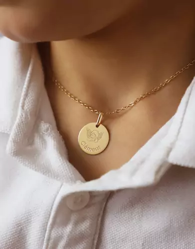 Médaille Ronde Or Ange Personnalisable