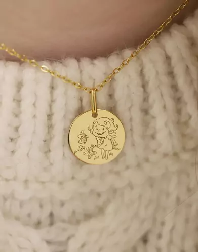Médaille Petite Fille Papillons en or - La Fée Galipette
