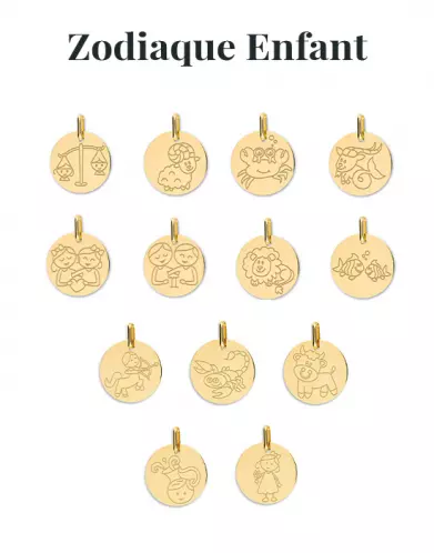 Médaille Zodiaque Enfant Or Personnalisable