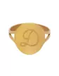 Bague Ronde Lettre Gravée Style Calligraphie en Or Personnalisable