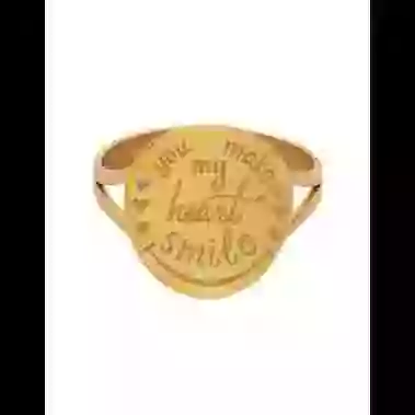 Bague Ronde You Make My Heart Smile en Or Personnalisable image cachée