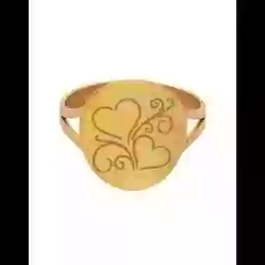 Bague Ronde Duo Cœurs en Or à Personnaliser image cachée