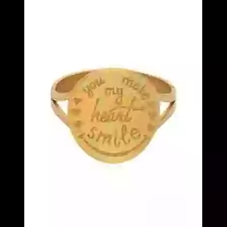 Bague Ronde You Make My Heart Smile en Or Personnalisable image cachée
