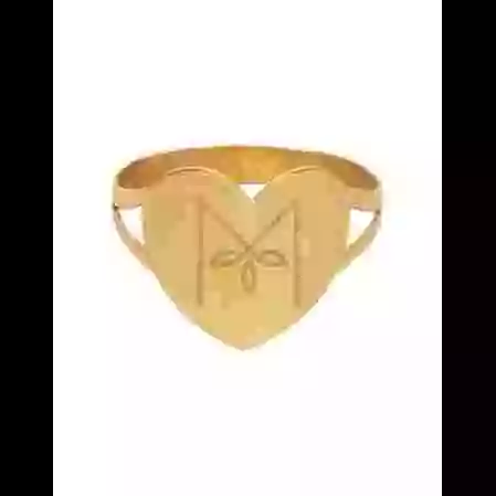 Bague Coeur Lettre grav&eacute;e Style Floral image cachée