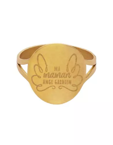 Bague Ronde Ma Maman Ange Gardien en Or à Personnaliser