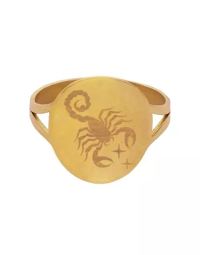 Bague Ronde Emblème Zodiaque en Or Personnalisable