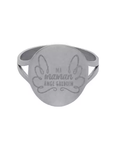 Bague Ronde Ma Maman Ange Gardien en Or à Personnaliser