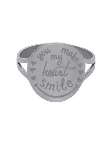 Bague Ronde You Make My Heart Smile en Or Personnalisable