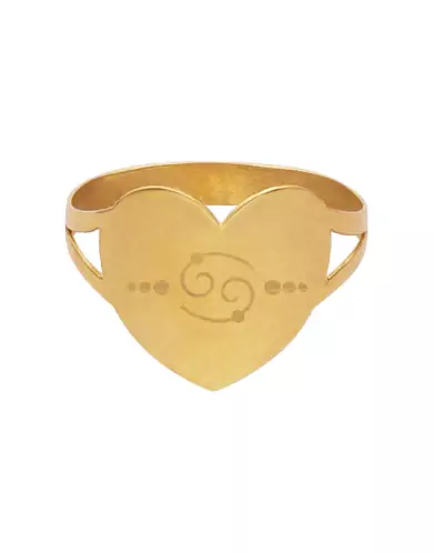 Bague Coeur Or Zodiaque Stylisé