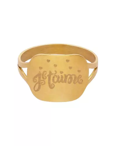 Bague Rectangle Or Je t'aime