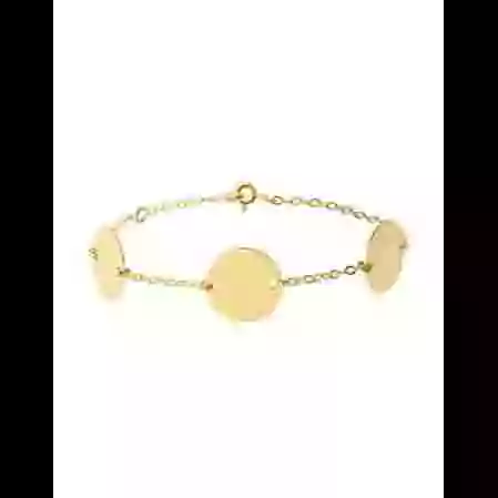 Bracelet Trois M&eacute;dailles Rondes en Or &agrave; Graver image cachée