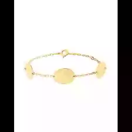 Bracelet Trois M&eacute;dailles Ovales en Or &agrave; Graver image cachée