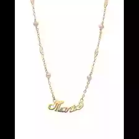 Collier Pr&eacute;nom Lettres Anglaises en Or et Perles Personnalisable image cachée