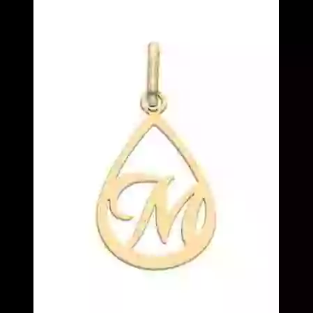 Pendentif Goutte Ajour&eacute;e Initiale en Or Personnalisable image cachée