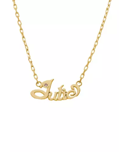 Collier Prénom Lettres Anglaises en Or avec Brillant Personnalisable