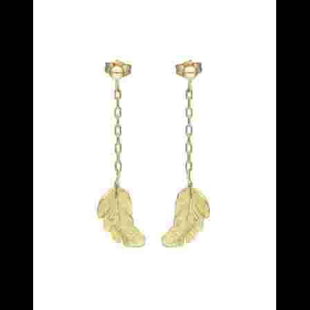 Boucles d&rsquo;Oreilles Plumes Pendantes en Or image cachée
