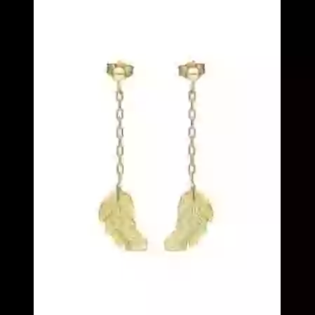 Boucles d&rsquo;Oreilles Plumes Pendantes en Or image cachée