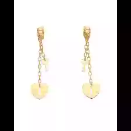 Boucles d&rsquo;Oreilles Pendantes Cl&eacute; de mon Coeur en Or image cachée