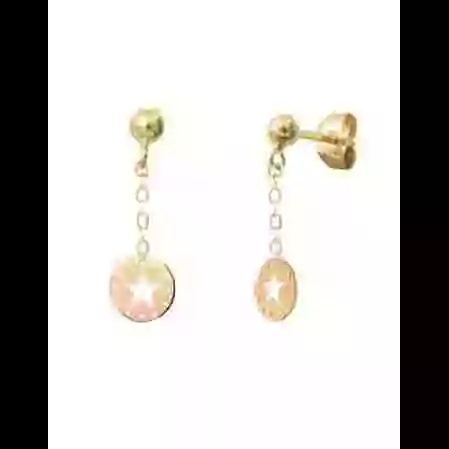 Boucles d&rsquo;Oreilles Pendantes Ajour&eacute;es Etoile en Or image cachée