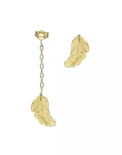 Boucles d’Oreilles Plumes Asymétriques en Or