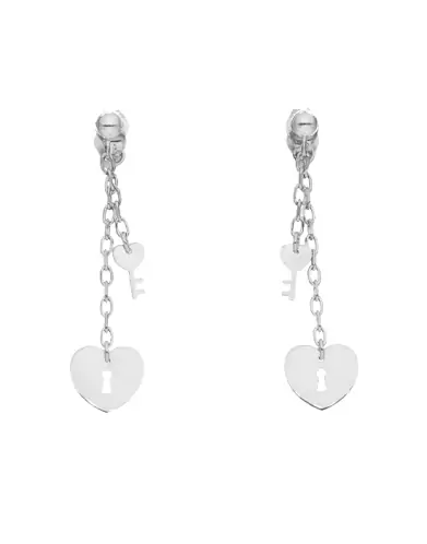 Boucles d’Oreilles Pendantes Clé de mon Coeur en Or