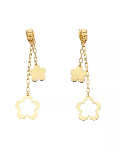 Boucles d’Oreilles Pendantes Fleurs en Or