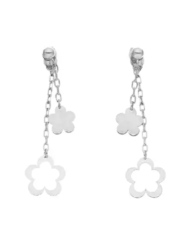 Boucles d’Oreilles Pendantes Fleurs en Or