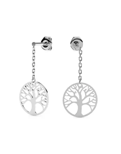 Boucles d’Oreilles Pendantes Arbre de Vie Cerclé en Or