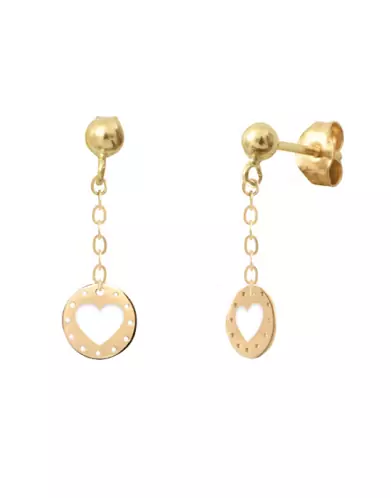 Boucles d’Oreilles Pendantes Ajourées Coeur en Or